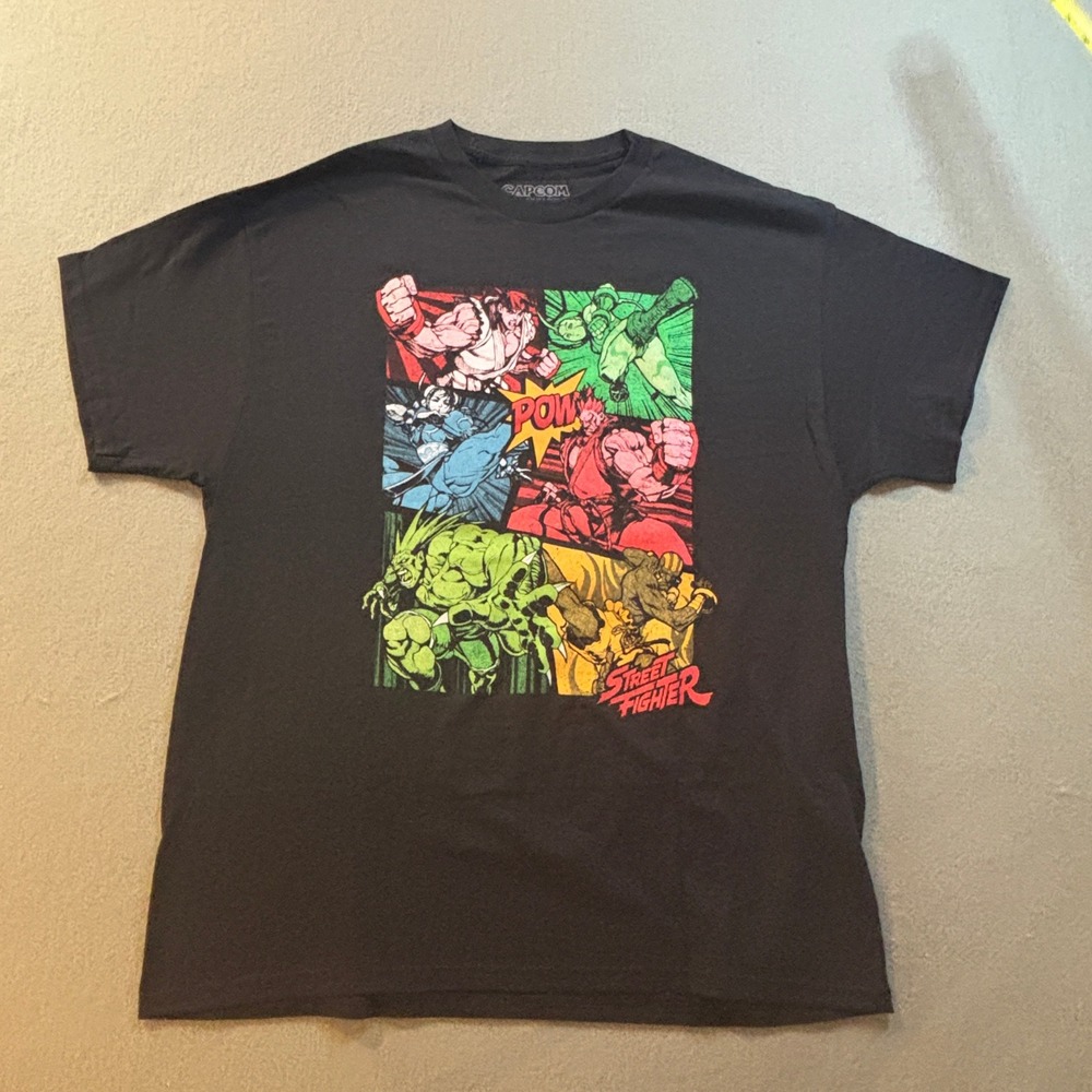 Capcom Street Fighter Graphic T-Shirt Mens XL Black Short Sleeve Gamer Retro